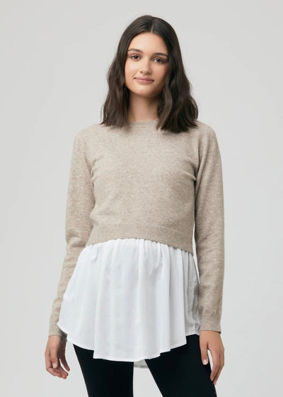 Sandy Detachable Nursing Knit Top - Latte - LIV & Company