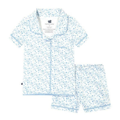 Short Sleeve Classic Pajamas - Blue Floral - LIV & Company