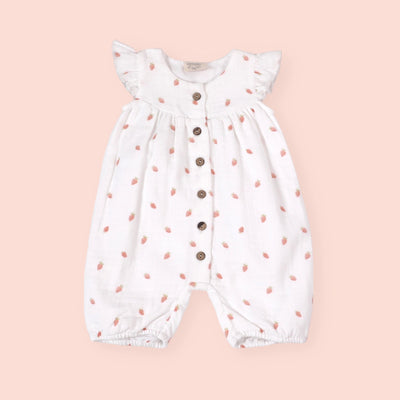 Strawberry Muslin Baby Romper - LIV & Company