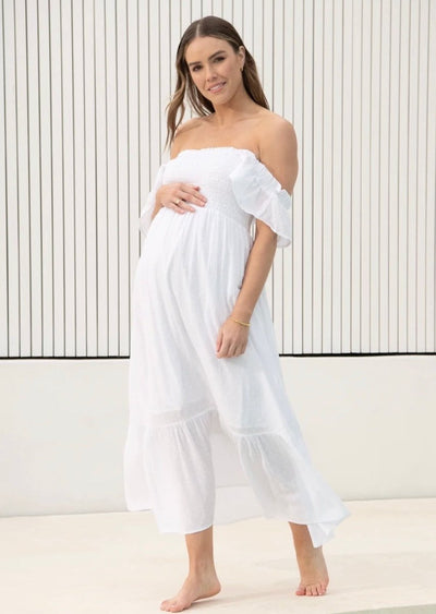 Swiss Dot Smocked Maxi Dress - LIV & Company