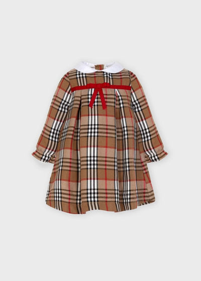 Tan Plaid Holiday Dress - LIV & Company