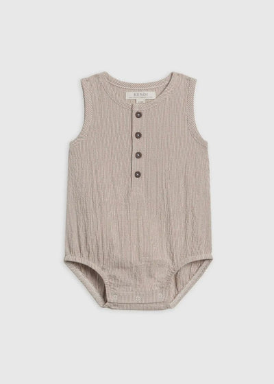 Taupe Organic Seersucker Romper - LIV & Company