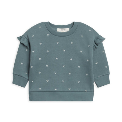 Teal Bow Printed Baby Girl Sweatshirt - LIV & Company