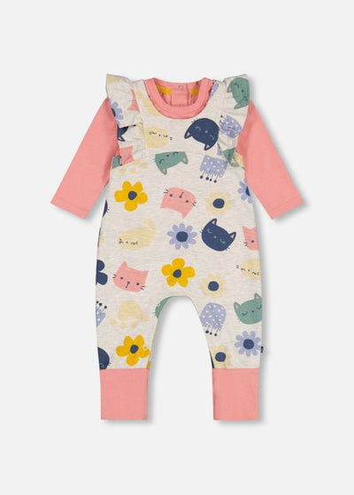 Two - Piece Jersey Cats + Floral Jumpsuit Set - LIV & Company