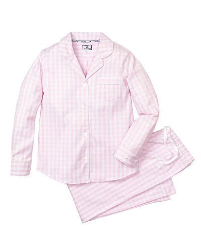 Women's Twill Pajama Set - Light Pink Gingham - LIV & Company