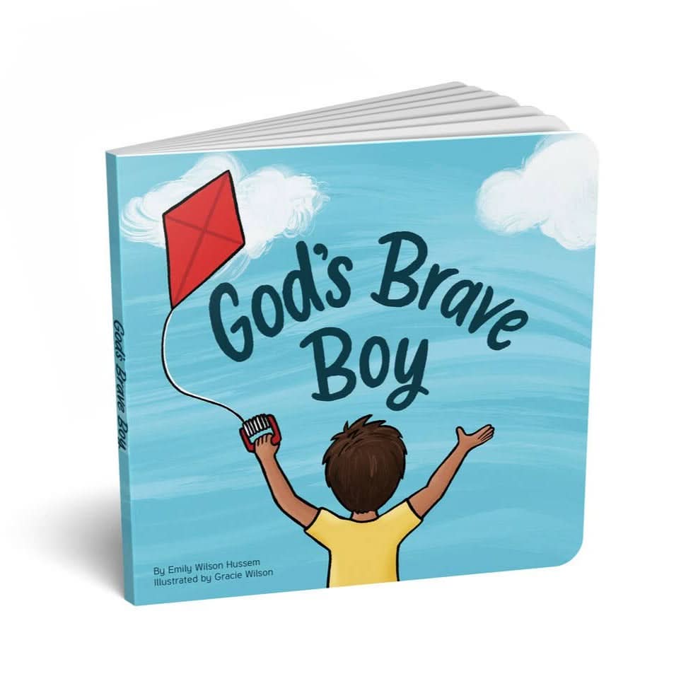 Colorful board book cover featuring diverse boys and the title "God's Brave Boy.
