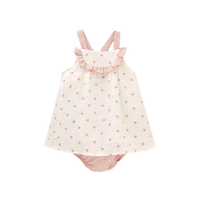 Beautiful pink and white ruffle floral dress set for girls 