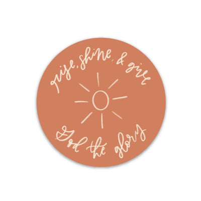 Round sunshine faith stickers featuring bright yellow sun and positive affirmations