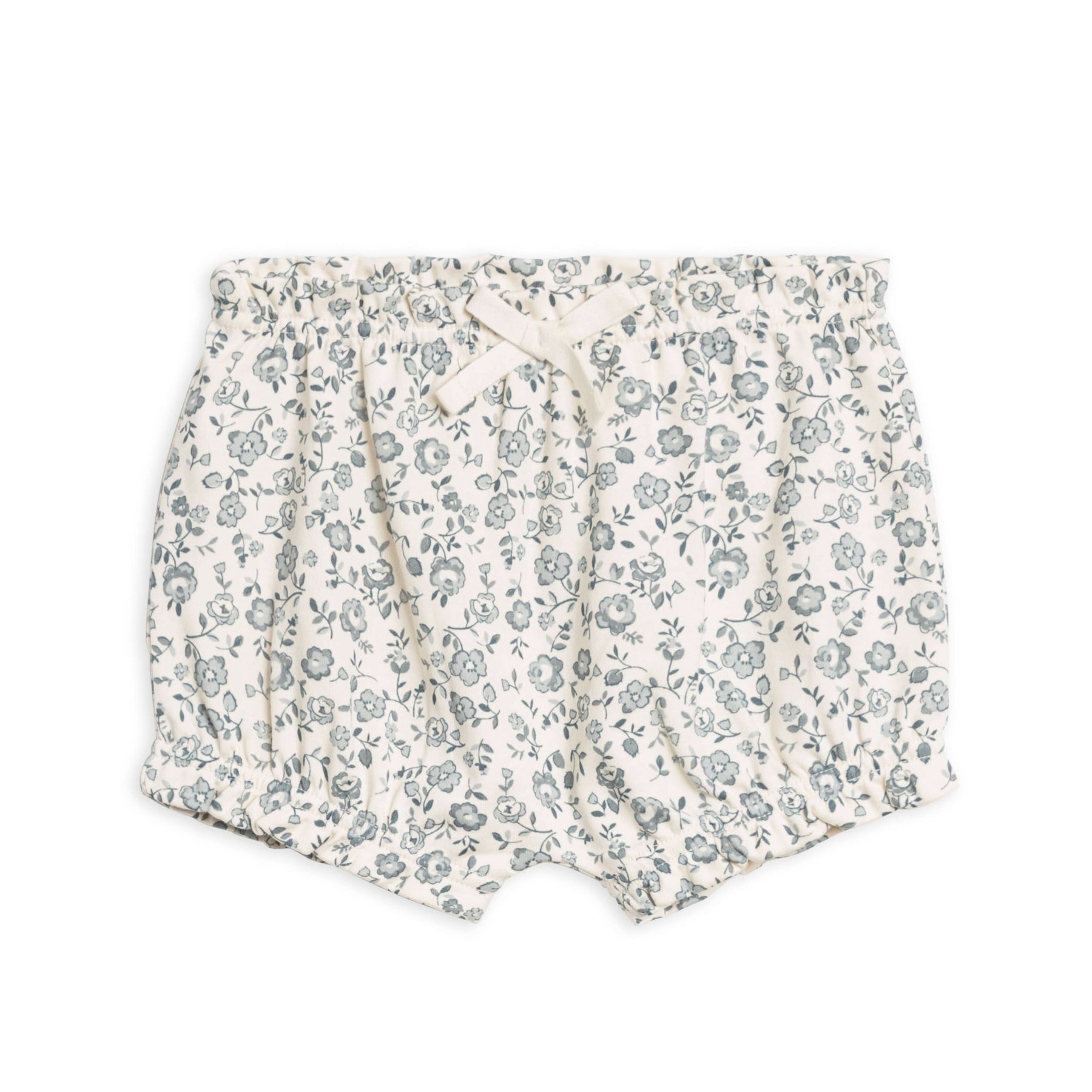 Floral print June ruffle bloomers with elastic waist and leg openings in soft cotton