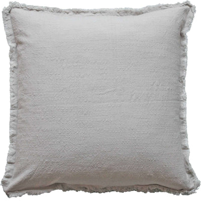 Cotton Fringe Pillow - Light Gray