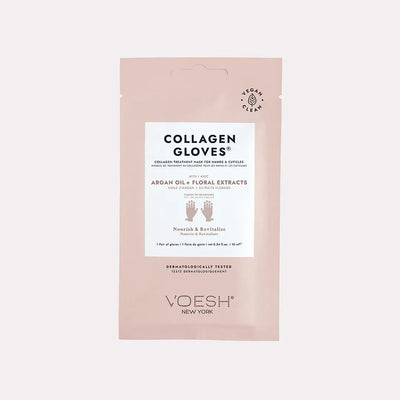 Collagen gloves infused with nourishing argan oil and delicate floral extracts