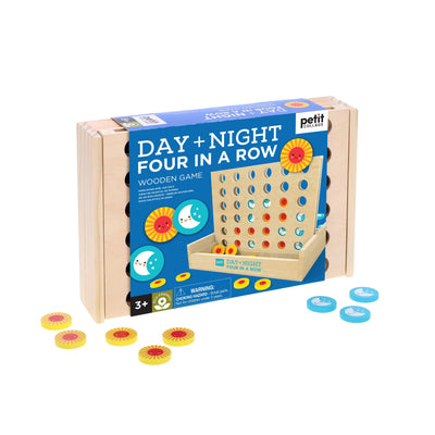 Handcrafted wooden 4 in a row game set for day and night play