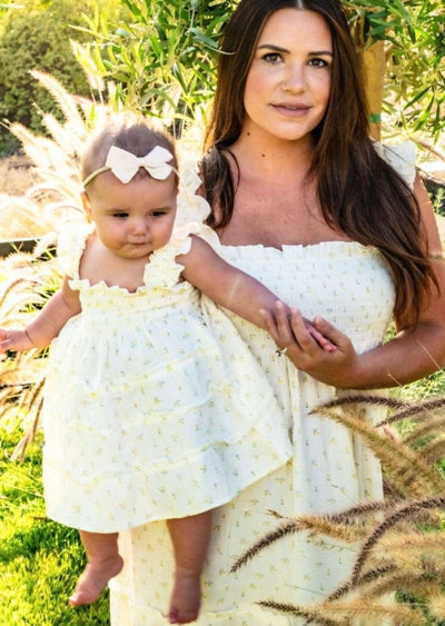Baby Girl Ivory Floral Muslin Dress - LIV & Company