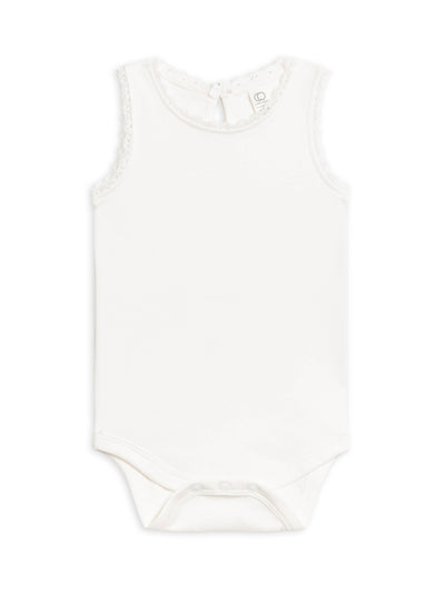 Luna Lace Tank Bodysuit in White, a stylish and comfortable option for layering or as a standalone piece