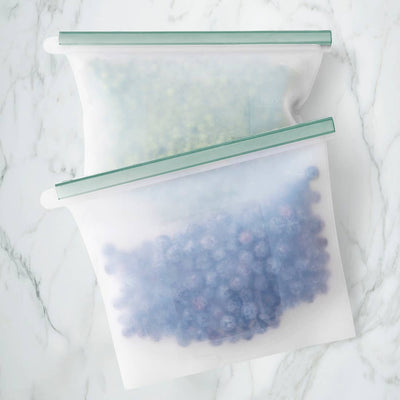 Reusable silicone multi-use freezer bags by Boon Supply - environmentally friendly alternative to single-use plastic bags