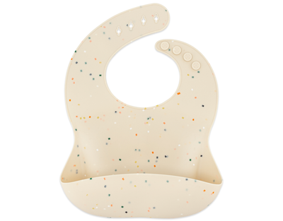 Silicone bib with coconut confetti design for baby feeding