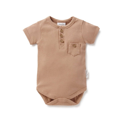 Camel Rib Henley Onesie - LIV & Company