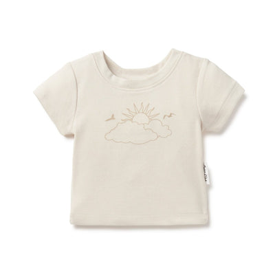 Cloud Chaser Rib Tee: Natural - LIV & Company