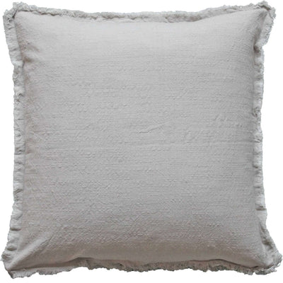 Cotton Fringe Pillow - Light Gray - LIV & Company