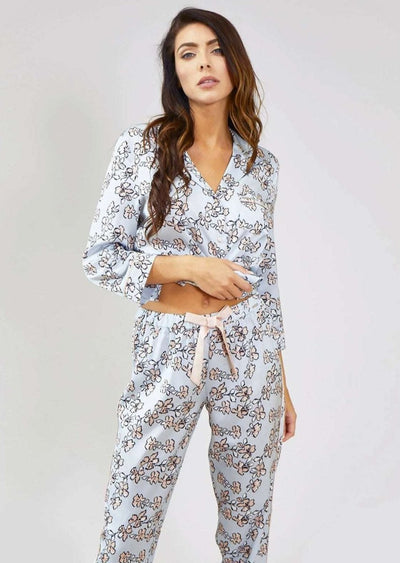 Floral Print Pajama Set in Duck Egg - LIV & Company