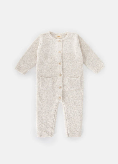 Fuzzy Long Sleeve Romper - Ecru - LIV & Company