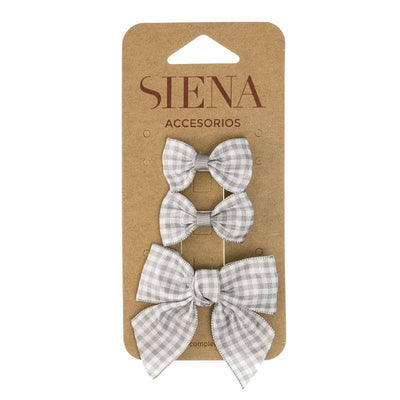 Gingham Bow Hairclips - Sage - LIV & Company