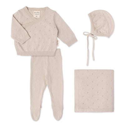 Heirloom Knit 4 - Piece Newborn Gift Set - Beige - LIV & Company