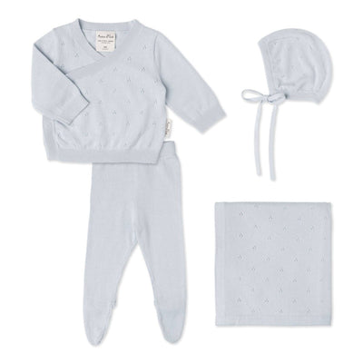 Heirloom Knit 4 - Piece Newborn Set - Blue - LIV & Company
