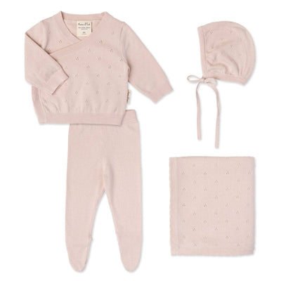 Heirloom Knit 4 - Piece Newborn Set - Blush - LIV & Company