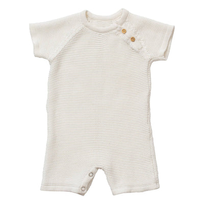 Ivory Knit Short - Sleeve Romper - LIV & Company
