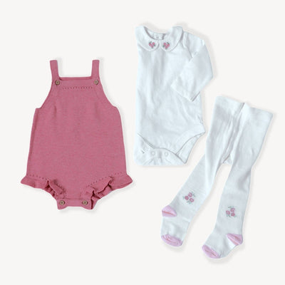 Knit Romper + Embroidered Bodysuit Set - LIV & Company