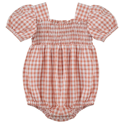 Lily Smocked Gingham Romper - LIV & Company