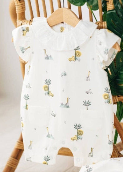 Multicolor Safari Printed Ruffle Romper - LIV & Company