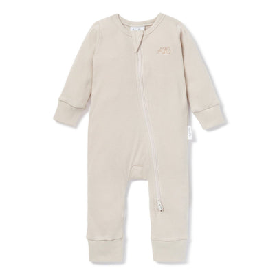 Oatmeal Rib Zip Romper - LIV & Company