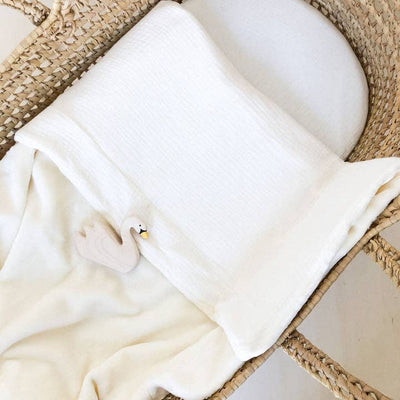 Off White Gauze/Fleece Blanket - LIV & Company