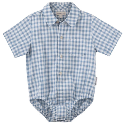 Oliver Blue Gingham Onesie - LIV & Company