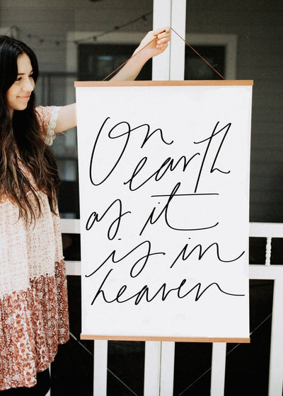 “On Earth As It Is In Heaven” Poster with Banner Wood - LIV & Company