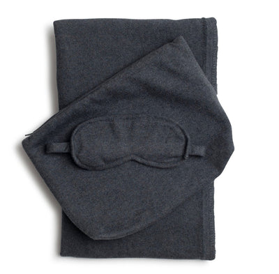 Organic Cotton Travel Blanket Set: Dark Gray - LIV & Company