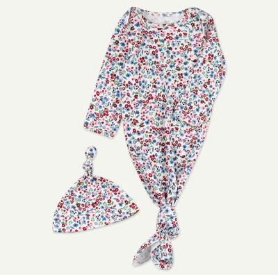 Pink Floral Organic Cotton Gown Set - LIV & Company