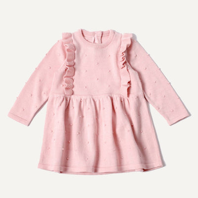 Pink Ruffle Knit Organic Dress - LIV & Company