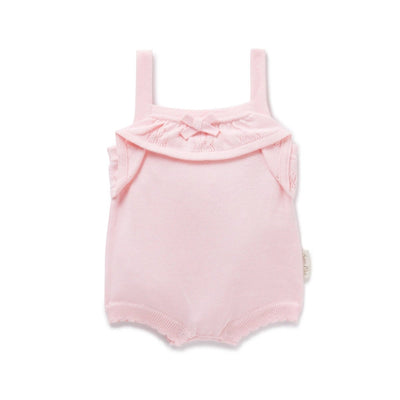 Pink Ruffle Knit Romper - LIV & Company