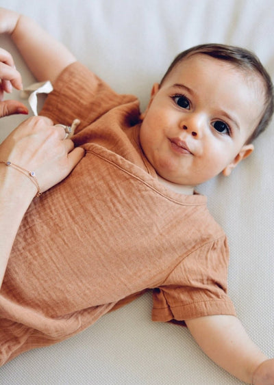 Rust Baby Muslin Bodysuit - LIV & Company