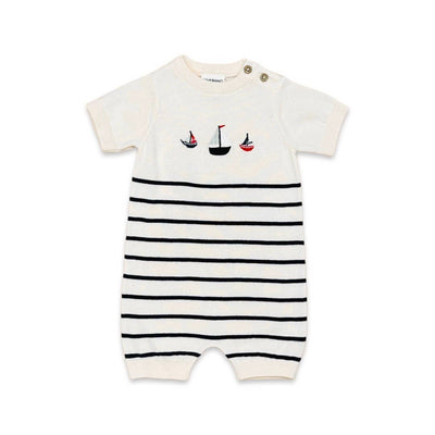 Sailboat Embroidered Knit Romper - LIV & Company