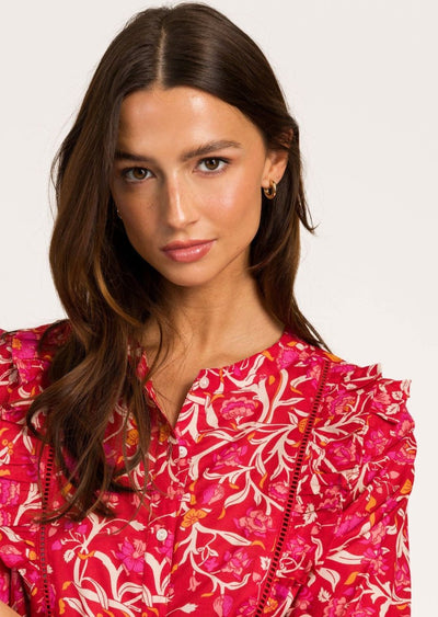 Solena Cotton Blouse: Red - LIV & Company