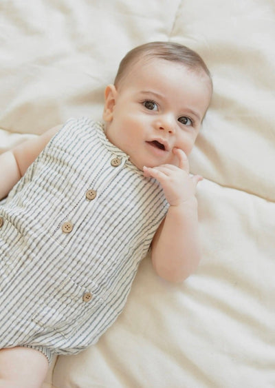 Striped Baby Muslin Romper - LIV & Company